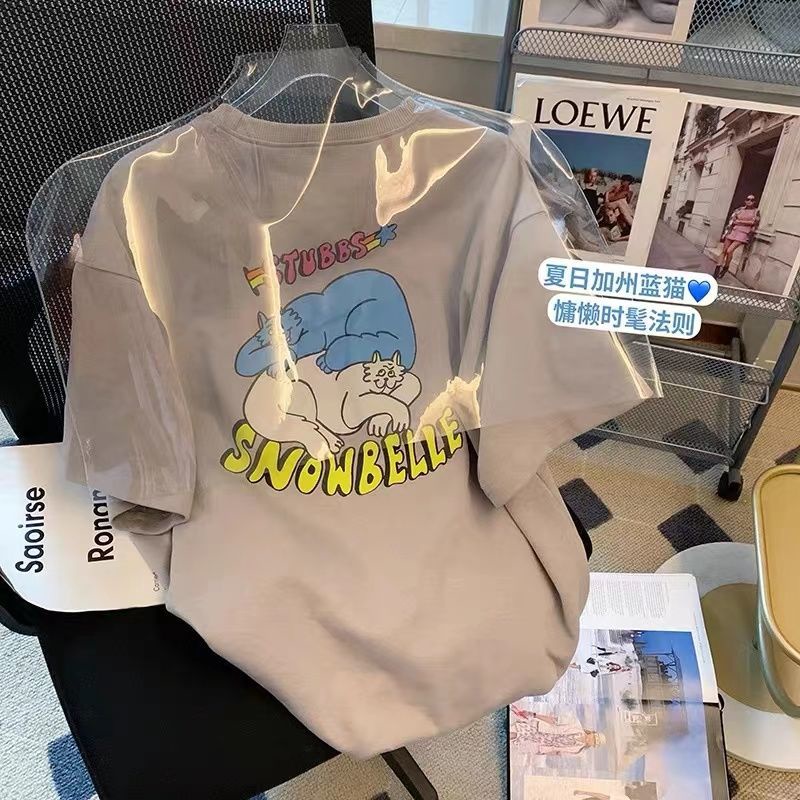 Áo thun nữ tay ngắn dáng rộng tin họa tiết thời trang phong cách 2022