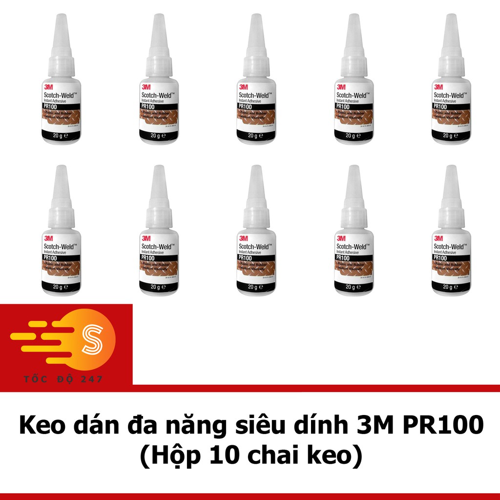 HỘP 10 CHAI KEO DÁN ĐA NĂNG SIÊU DÍNH SCOTCH-WELD 20G 3M PR100