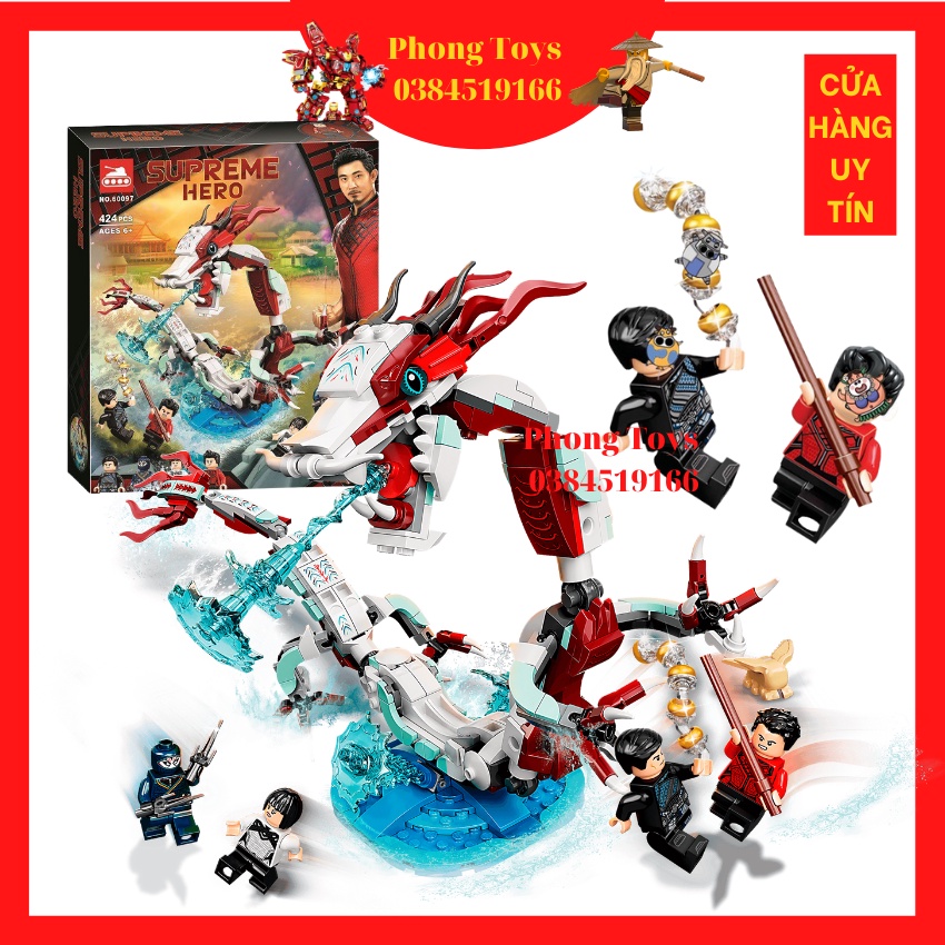 LẮP RÁP XẾP HÌNH LEGO SHANG CHI 76177 TANK LARI 60097 : TRẬN CHIẾN LÀNG CỔ RỒNG TRẮNG MARVEL SIÊU ANH HÙNG 424 MẢNH