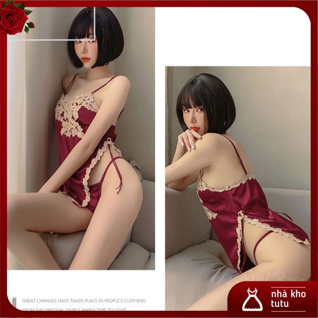 Đầm ngủ lụa xẻ tà gợi cảm L313