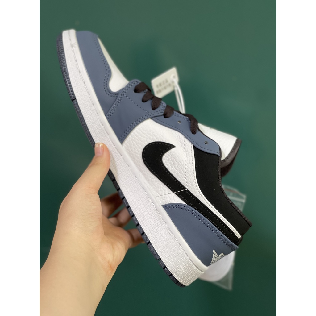 Giày thể thao air jordan1 low retro navy, giày jd xanh than cổ thấp nam nữ cá tính, hàng cao cấp