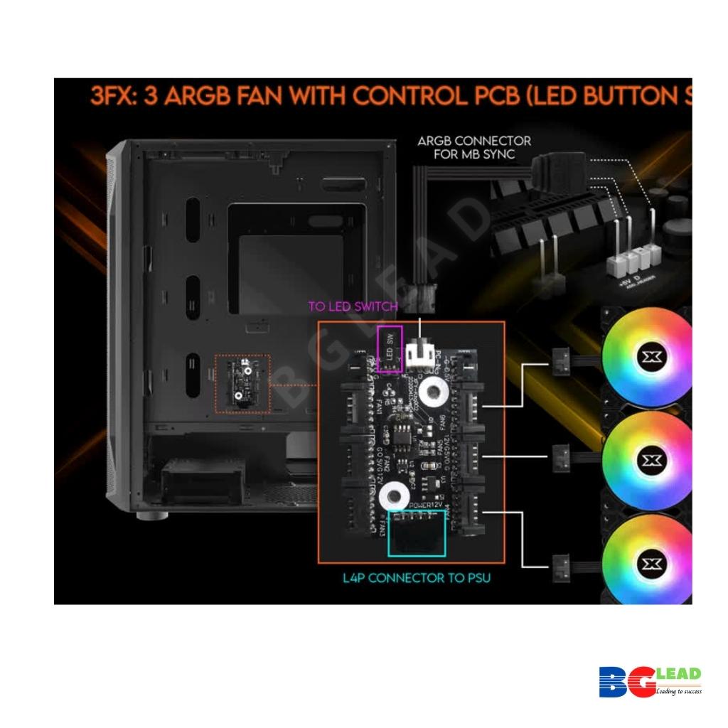 Vỏ case máy tính | Thùng máy tính XIGMATEK GAMING X 3FX - GAMING ATX, KÈM 03 FAN XIGMATEK X20ARGB