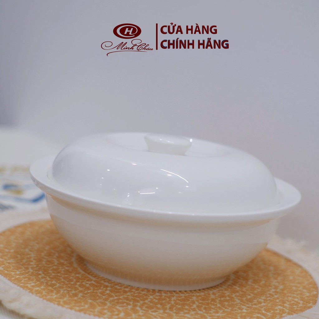 Âu Cơm Sứ Trắng Trơn Có Vành Dung Tích 1L - LC18 - Sứ Minh Châu