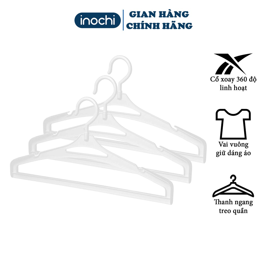 [SET 5 MÓC]  Móc Áo quần áo -VEST Hara 187 INOCHI giúp quần áo gọn gàng ngăn lắp với thiết kế chắc chắn MA187