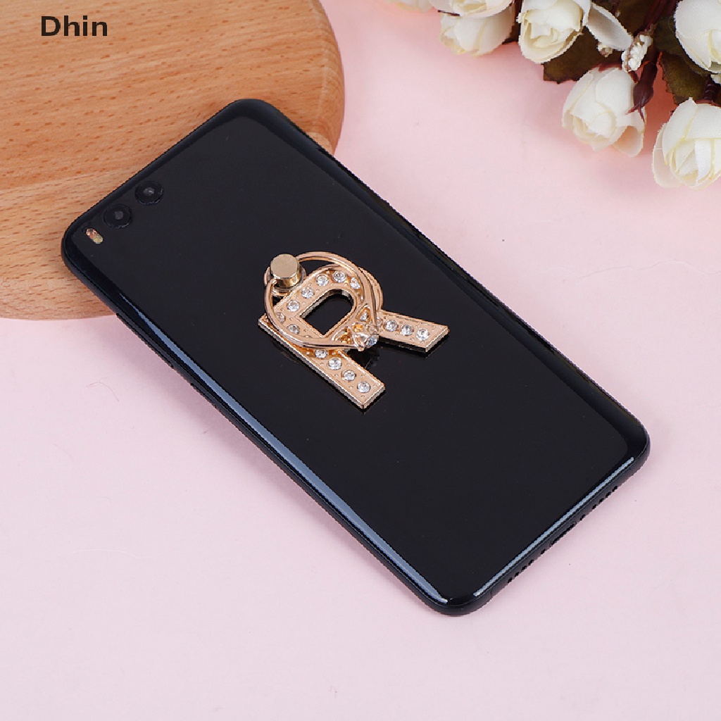 Giá Đỡ Điện Thoại Dạng Nhẫn Bằng Kim Loại Hình Chữ Cái Đính Kim Cương