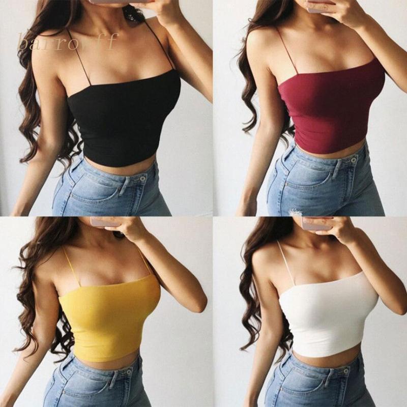 Áo Croptop Hai Dây Màu Trơn Cổ Khoét Sâu Gợi Cảm Cho Nữ