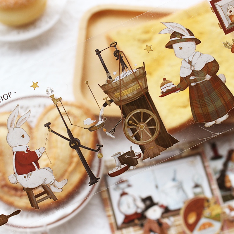 Meo.hime 𓃠 Hãng MT - Băng dán washi tape thỏ và bánh mì