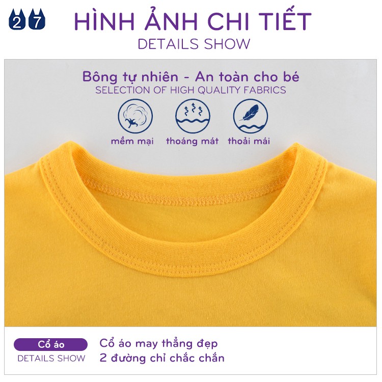 Áo bé gái 27HOME áo cotton cộc tay cho bé in hình hoa quả hàng xuất Âu Mỹ