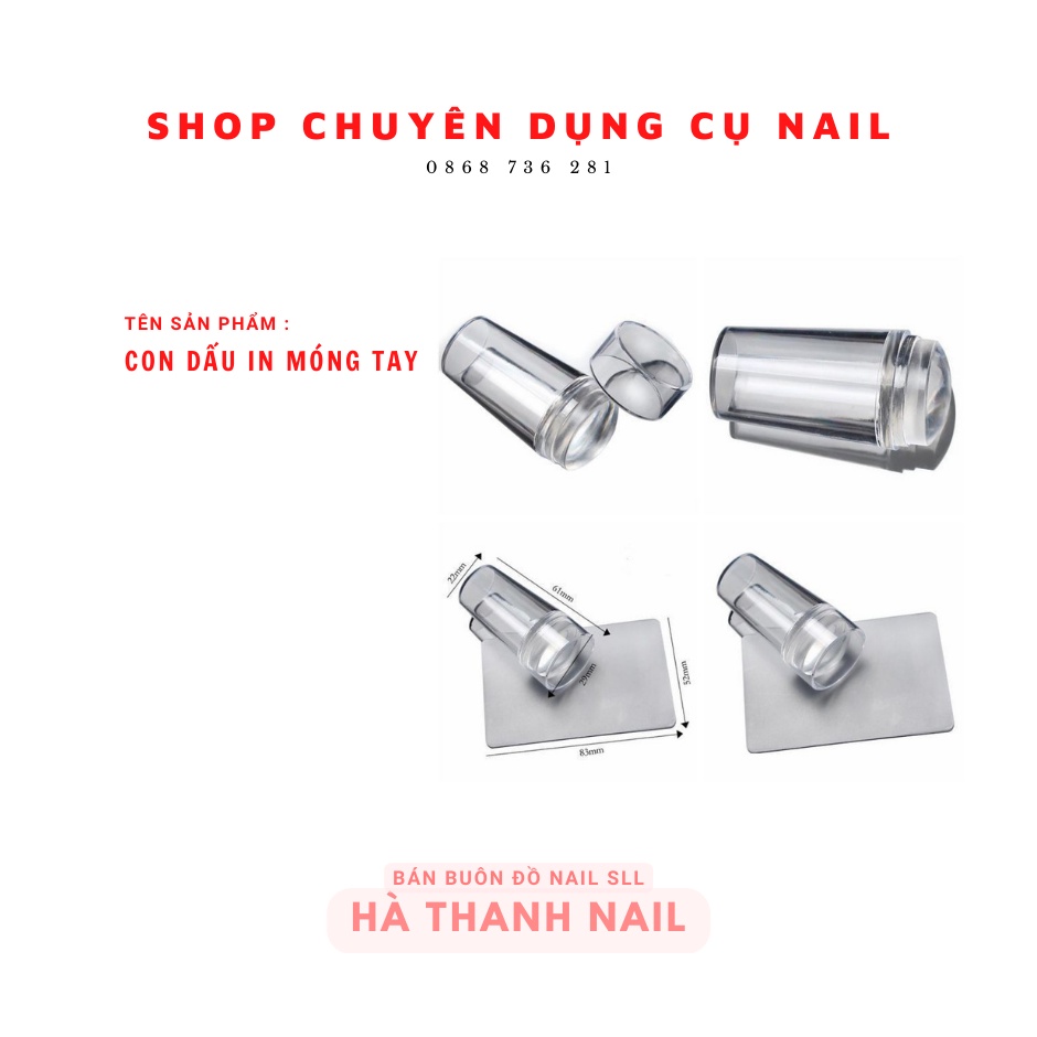 Con Dấu In Móng Tay Nail Silicon , Có Gạt , Có Nắp