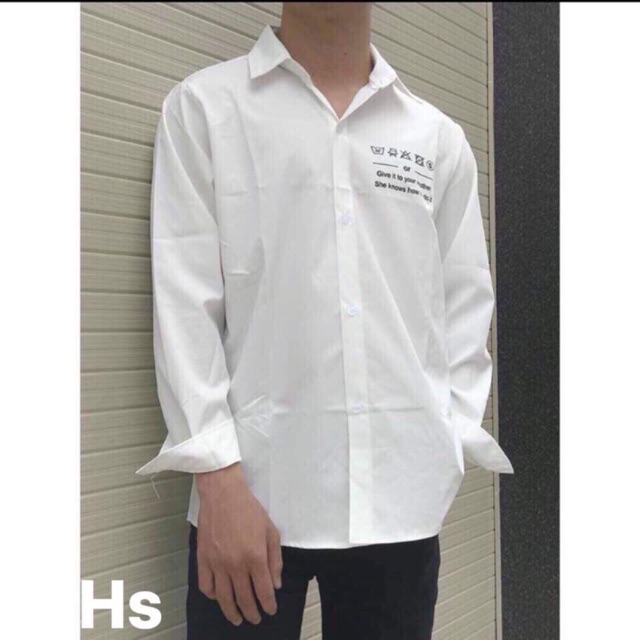 Áo sơ mi nữ in chữ Give HARI