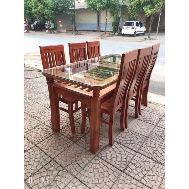 Bàn ăn 6 ghế phong cách đơn giản gỗ sồi, giá tại xưởng giá gốc tại xưởng