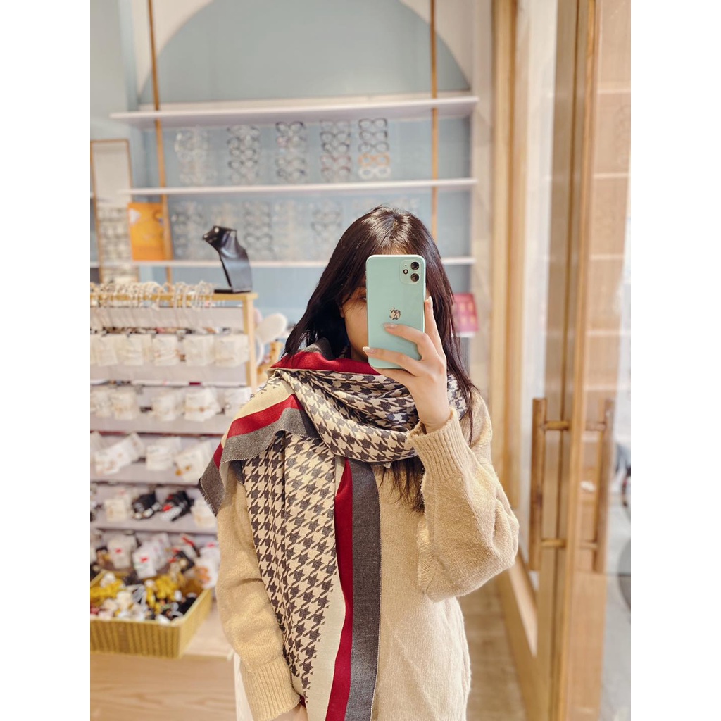 Khăn kẻ caro chất dạ cao cấp dày dặn leuleu.accessorize