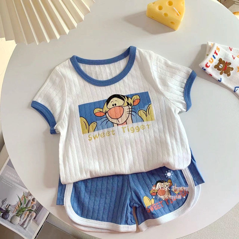 Set Áo Thun Tay Ngắn + Quần Short Họa Tiết Hoạt Hình Đáng Yêu Thời Trang Hè 2023 Cho Bé Trai