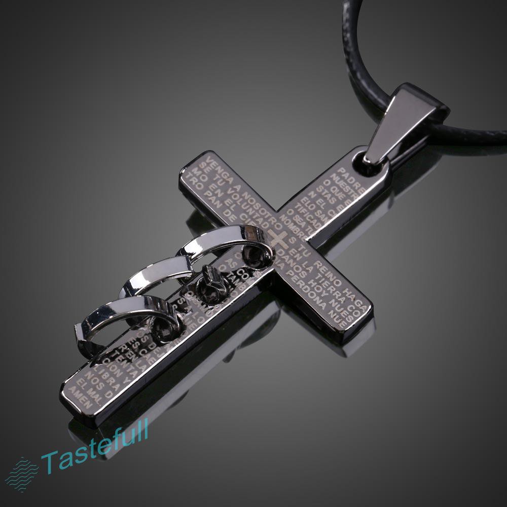 Classic Cross Rings Pendant Necklace Boy Girl Jewelry Unisex