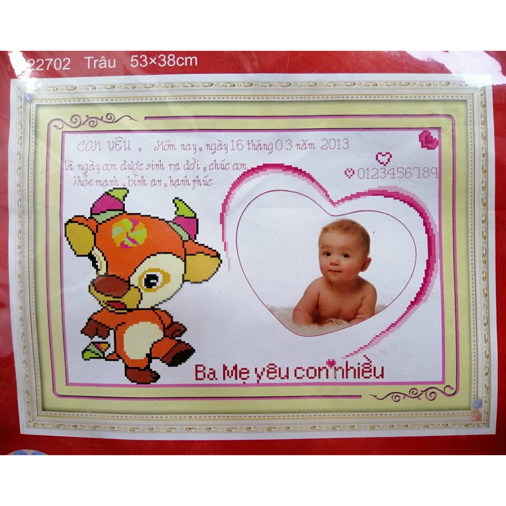 Tranh thêu chữ thập tuổi con trâu 222702 (chưa thêu)