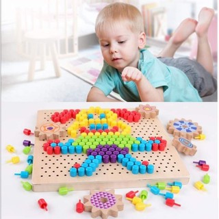 Đồ chơi cắm nấm gỗ giúp bé vận động tinh