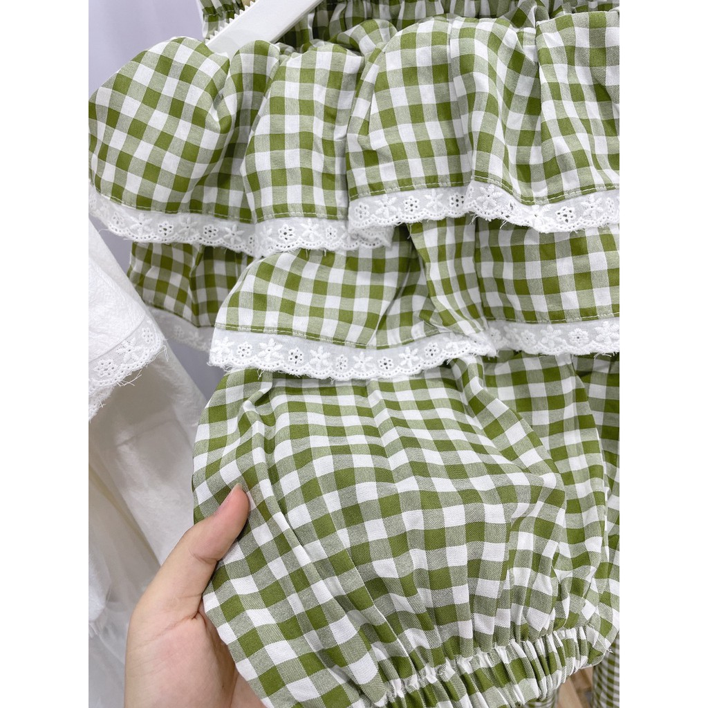 Set áo bèo bẹt vai và chân váy xòe tầng siêu xinh tôn dáng chất liệu thoáng mát mềm mại thời trang nữ