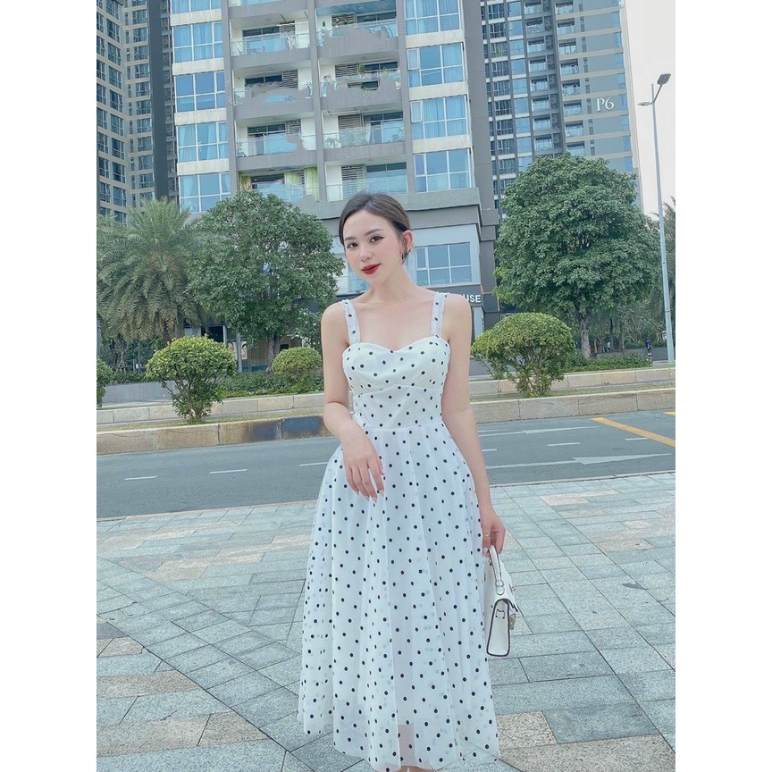 Đầm Váy 2 Dây Nữ Chấm Bi( CÓ SẴN MÚT NGỰC) Thiết Kế Dáng Xòe Chít Eo Nhẹ Nhàng Nữ Tính Cho Nàng Đi Dạo Phố,đi Tiệc Mp57