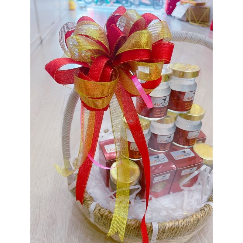 Nơ tú cầu lơn , nơ trang trí giỏ quà