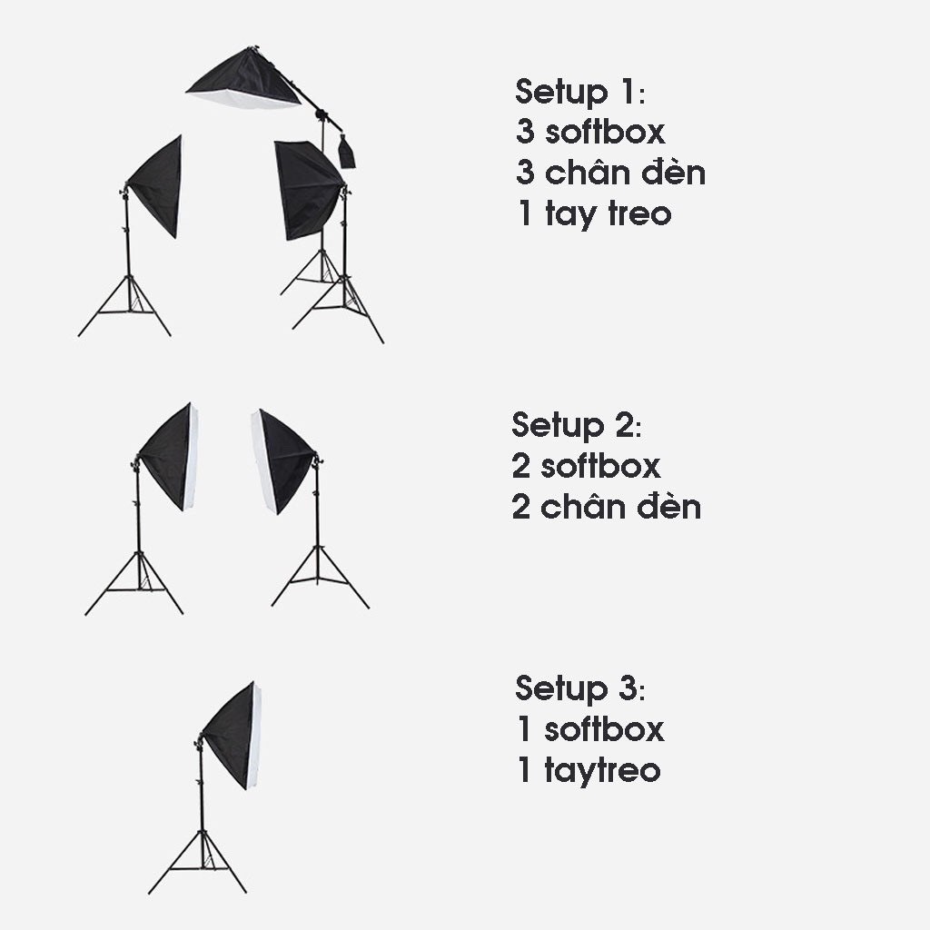 Đèn Chụp Ảnh Sản Phẩm, Bộ Đèn Studio, Quay phim, Livestream chuyên nghiệp, chân đèn cao 2m kèm Softbox 50x70cm