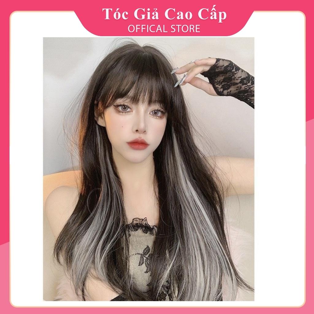 Tóc giả nữ nguyên đầu dợn sóng line khói, S1278, tặng kèm lưới trùm