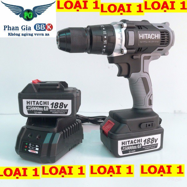 THÂN MÁY KHOAN PIN HITACHI 188V TẶNG KÈM 1 PIN, SẠC