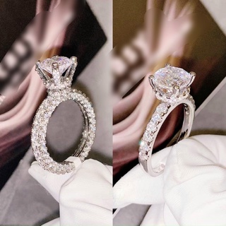 Nhẫn Đính Hôn Khảm Kim Cương Giả Sang Trọng Thanh Lịch Cho Nữ - Trang Sức Queen