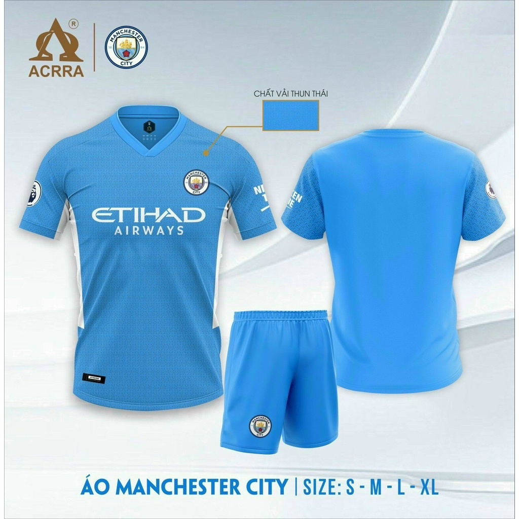 Quần Áo Bóng Đá, Đồ Đá Banh CLB MANCHESTER CITY Xanh Ngọc Chất Liệu Thun Thái cao cấp