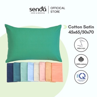 Vỏ gối nằm Premium Cotton Satin cao cấp SEN ĐÁ 50x70 45x65 cm trơn màu, áo gối mềm mát, bóng mượt sang trọng