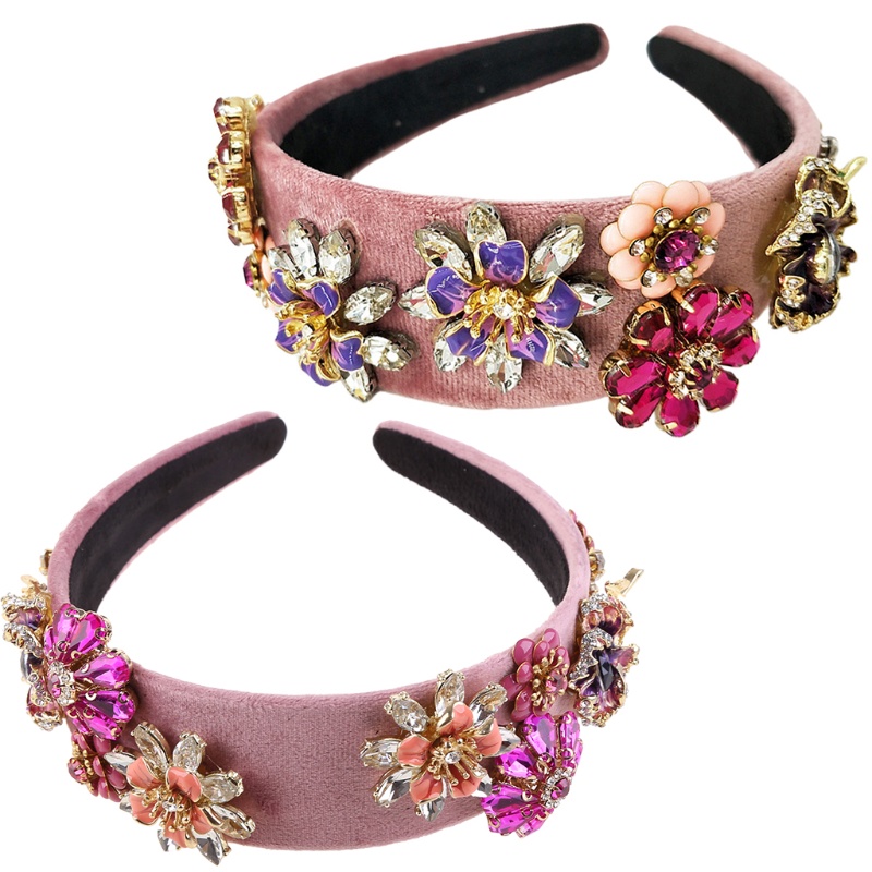 Băng Đô Cài Tóc Đính Hoa Kim Loại Tráng Men Thủ Công Phong Cách Baroque Hàn Quốc Cho Cô Dâu