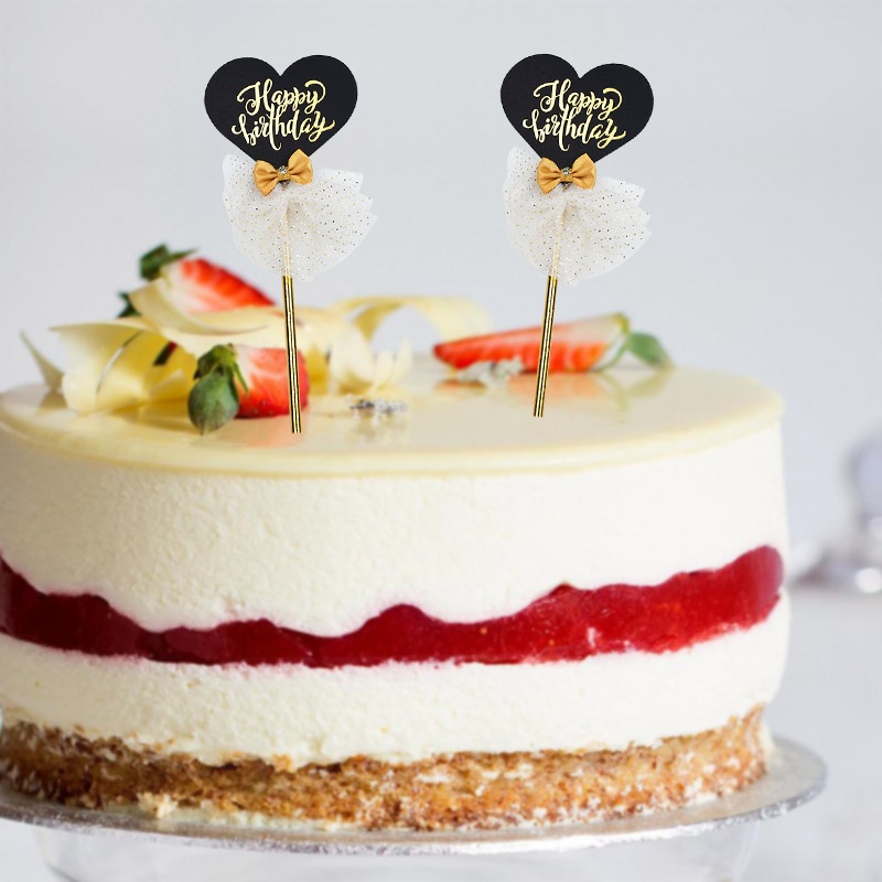 Phụ Kiện Trang Trí Bánh Kem Sinh Nhật Hình Vương Miện Màu Trắng Đen