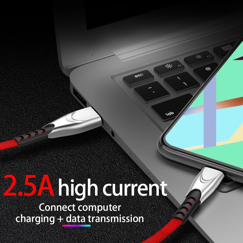 Dây Cáp Sạc Dữ Liệu Usb Nhanh 2.5A Bằng Hợp Kim Cho Micro Usb / i-P / Type C