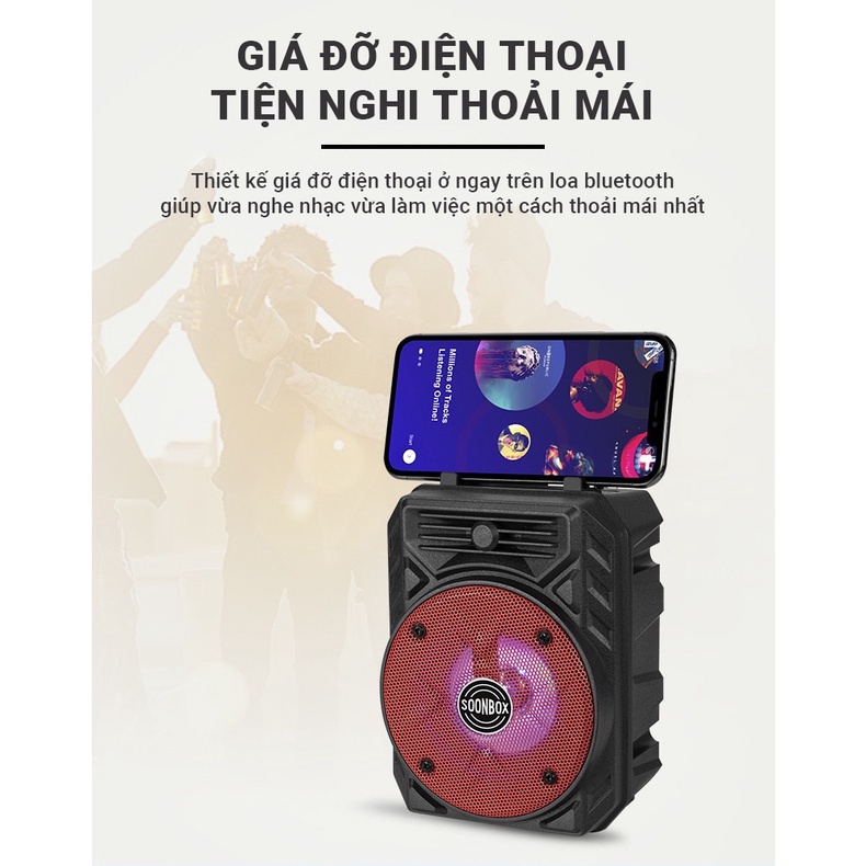 Loa bluetooth S11 tích hợp giá đỡ điện thoại tiện lợi hiệu ứng đèn LED đẹp mắt kết nối TWS 2 loa cùng lúc