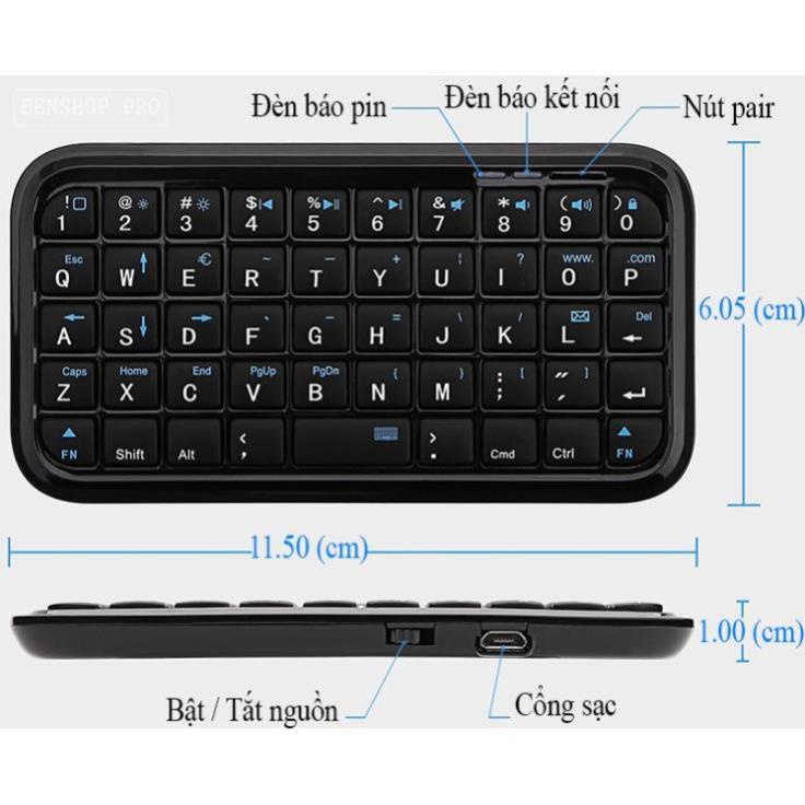 Bàn phím siêu mỏng Mini Bluetooth Keyboard Folio  - NTC