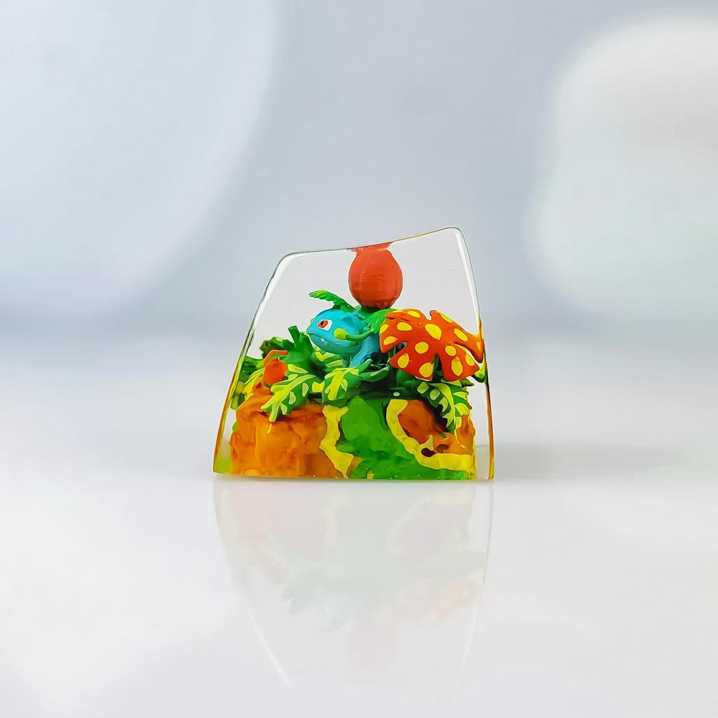 Nút bàn phím Pokemon, nút bàn phím Ivysaur , Bàn phím nhân vật hoạt hình -  Ivysaur keycap, POKÉMON Artisan Keycap