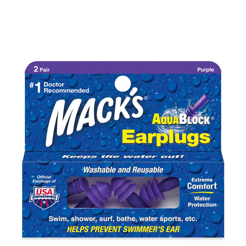 [Mã FAMALLT5 giảm 15% đơn từ 30k] Hộp 2 đôi nút bịt tai chống nước Mack’s Aqua Block dành cho bơi lội ༴