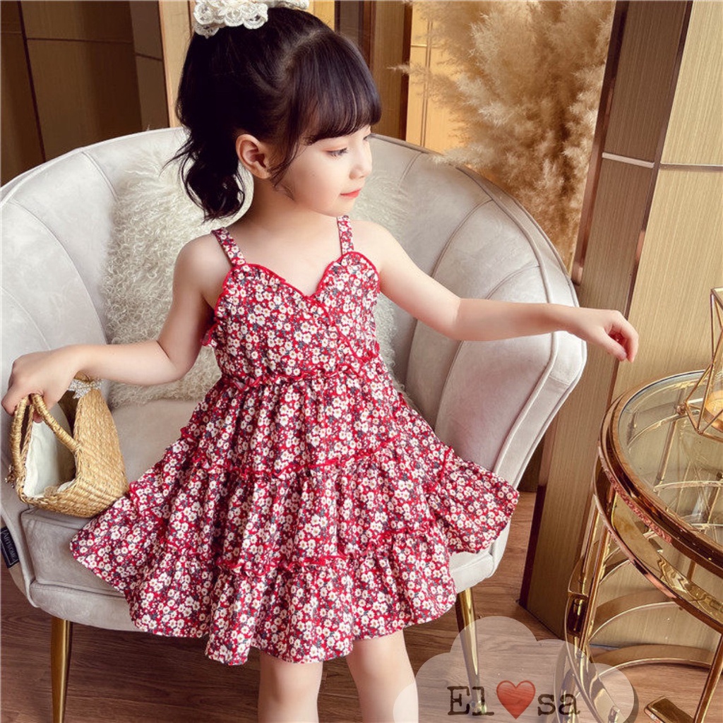 Váy bé gái - Đầm xòe 2 dây hoa nhí cực xinh cho bé 1-5 Tuổi (video shop tự quay)