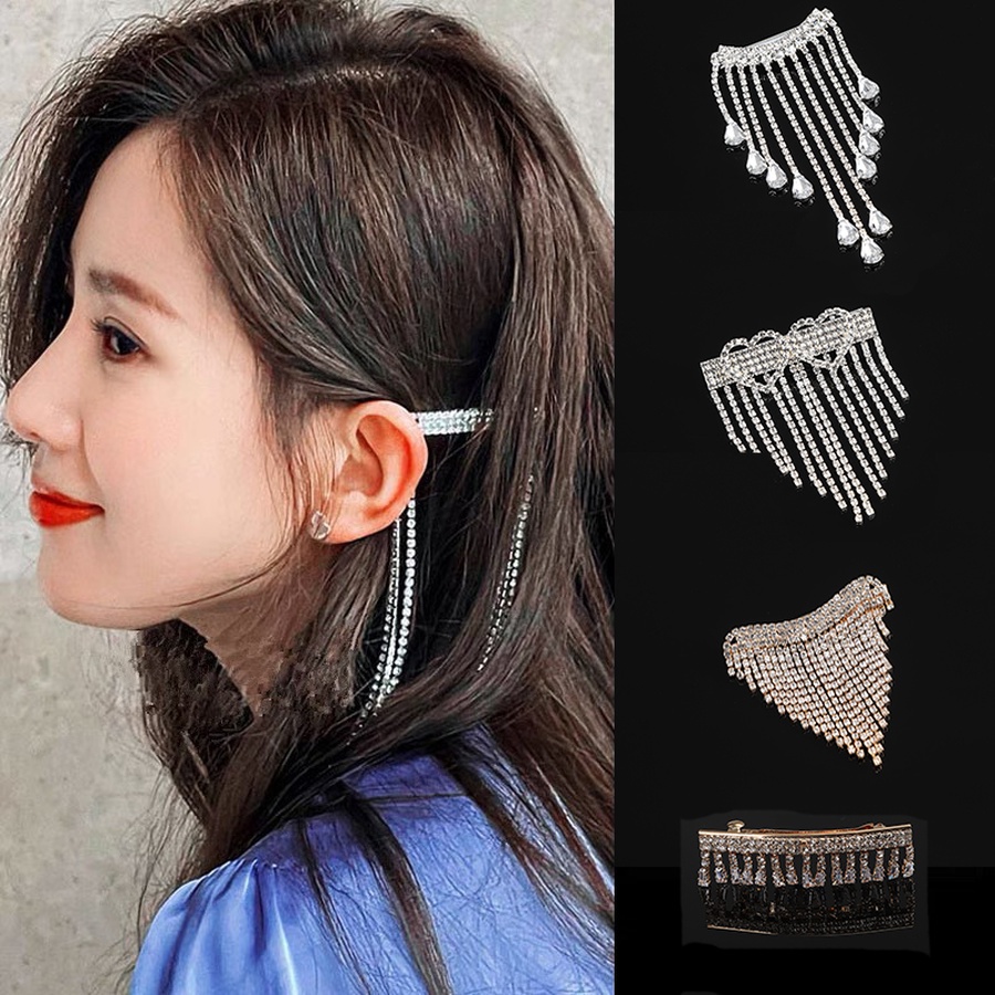 Kẹp tóc hình cánh thiên thần đính kim cương giả phối tua rua thời trang dành cho nữ