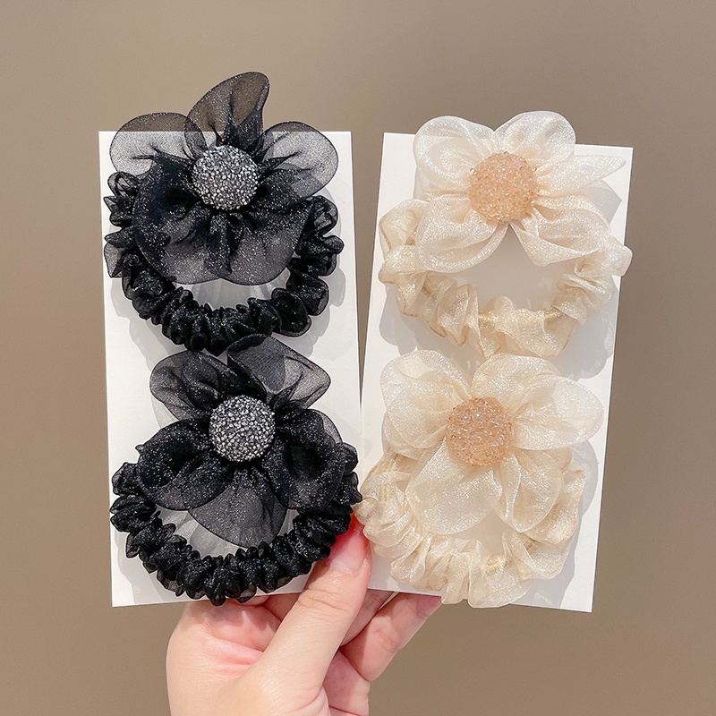 Dây Buộc Tóc Đuôi Ngựa Họa Tiết Hoa Đính Đá Dễ Thương Cho Nữ