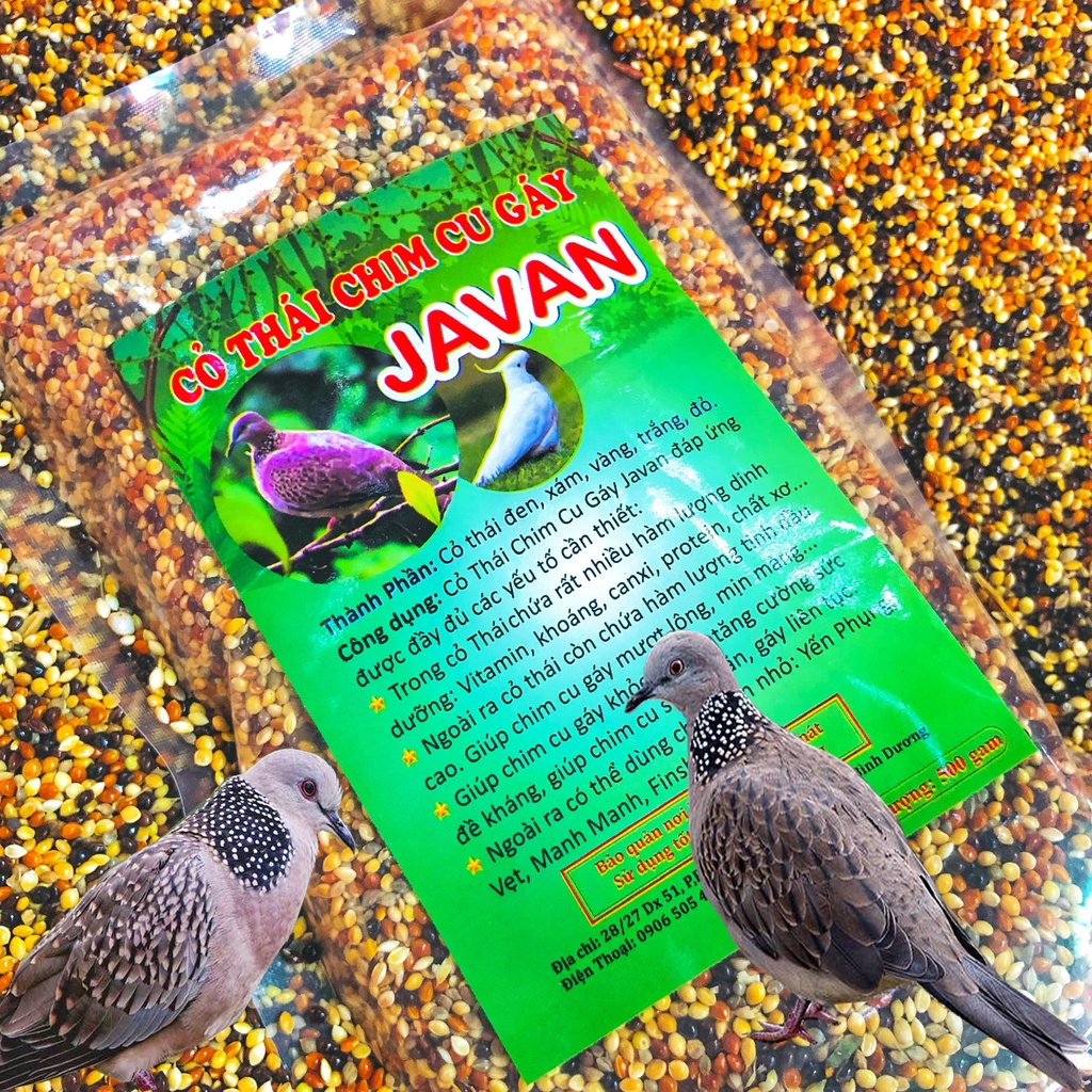 Thức ăn cỏ thái ngũ sắc chim cu gáy, 500gram hạt kê trộn dành cho Yến Phụng, Finch, 7 màu, Manh Manh