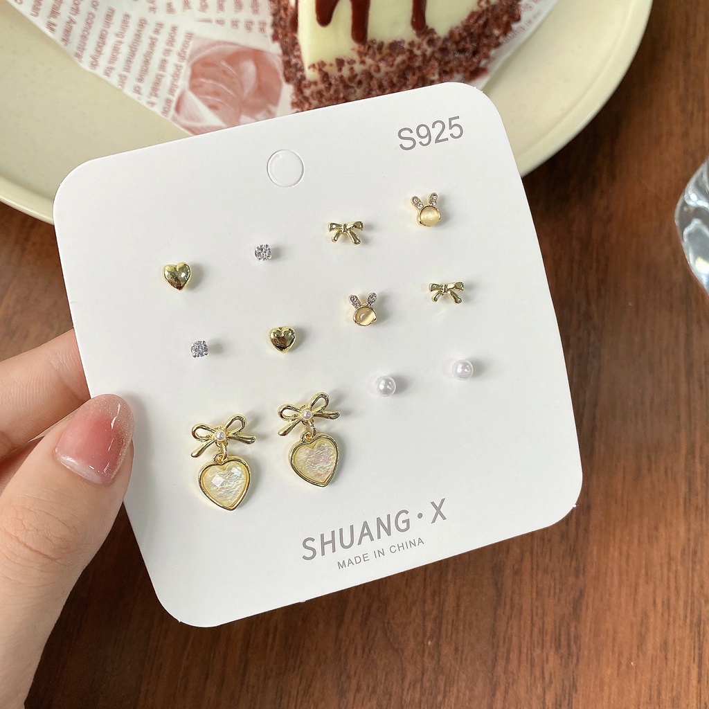 Set 6 Đôi Khuyên Tai Đính Đá Opan Thanh Lịch Dành Cho Nữ