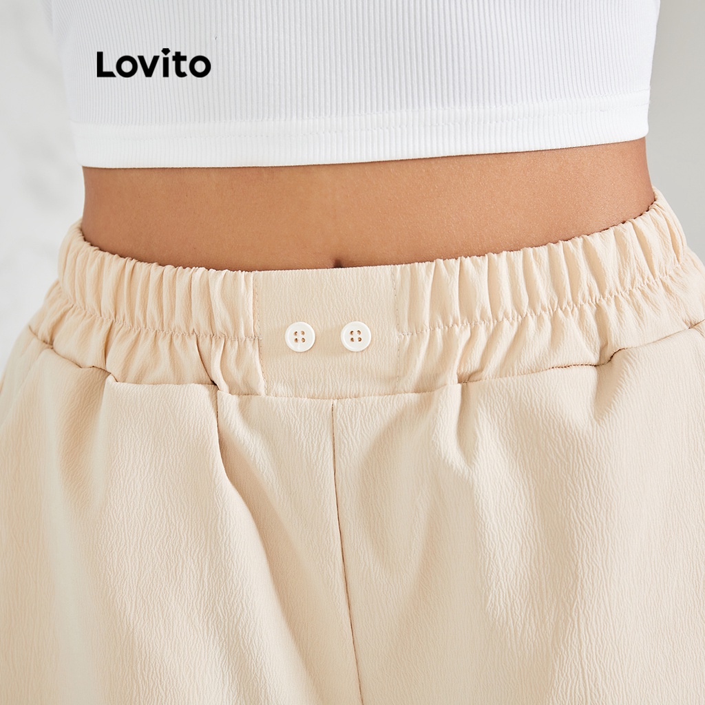 Lovito QuầN Soóc Có Nút ThắT Lưng Thun Trơn Thông ThườNg L22AD059 (Màu Mơ)
