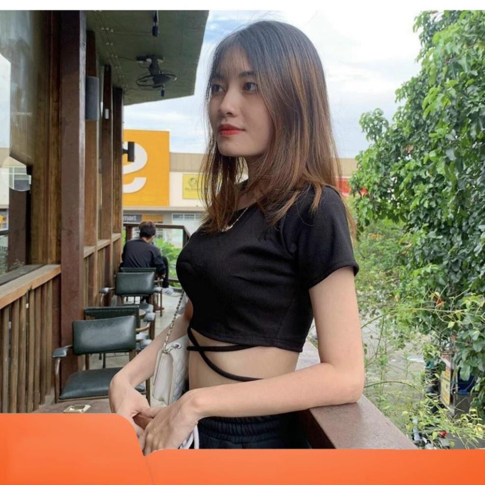 Áo Croptop , áo thun croptop body dây đan chéo cao cấp chất cotton mát mịn CRT-001