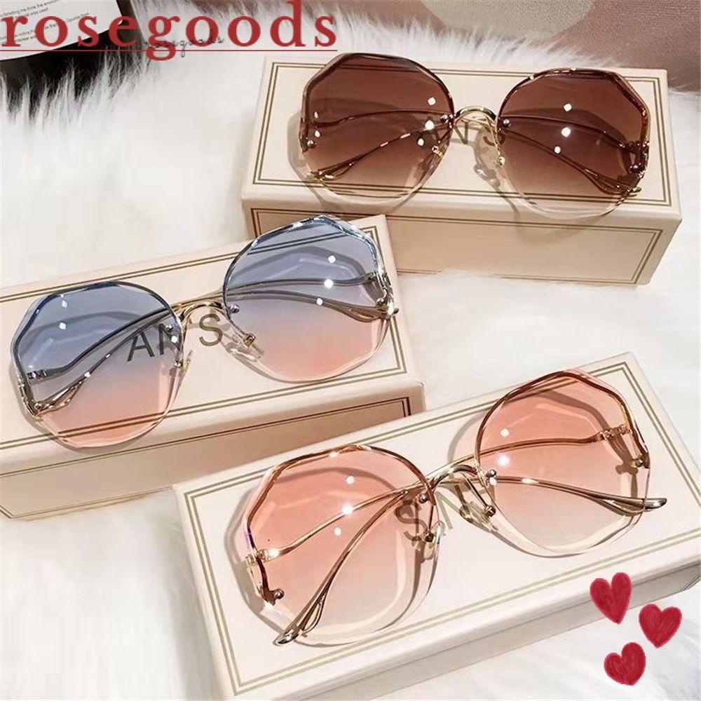 Kính Mát Tròng Cong Kim Loại Màu Gradient Chống Tia UV400 Thời Trang 2021