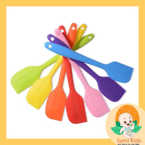 Spatula phới dẹt silicon chịu nhiệt trộn bột, dụng cụ vét bột làm bánh cho bé ăn dặm SAMI KIDS