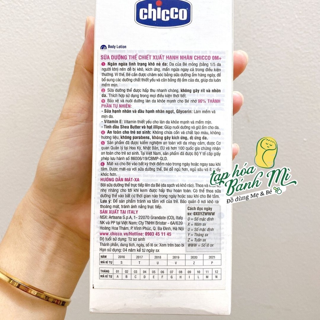 Sữa dưỡng thể Lotion chiết xuất Hạnh nhân Chicco 50ml &amp; 200ml
