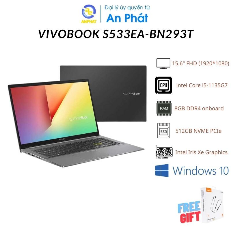 [ELGAME20 giảm 10% - tối đa 2TR]Laptop Asus VivoBook S533EA-BN293T (Core i5-1135G7 + 15.6 inch FHD)