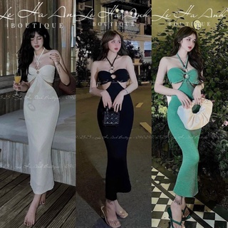 Đầm body khoét ngực phối khoen hở lưng sau cực sexy sieu tôn dáng