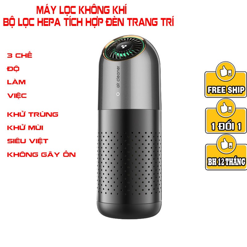 Máy lọc không khí ô tô máy khử mùi xe hơi AIR CLEANER  LJ1 sử dụng lõi lọc 4 lớp HEPA lọc bụi mịn thanh lọc không khí