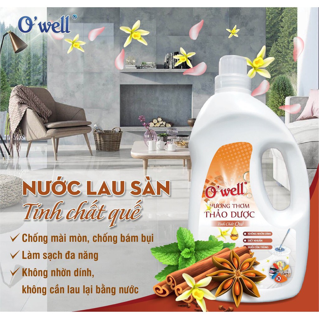 Combo Owell Tiết Kiệm: 1 Nước Giặt Xả Owell Hương Gió Xuân 3.5L + 1 Nước Lau Sàn Hương Quế 2.7L